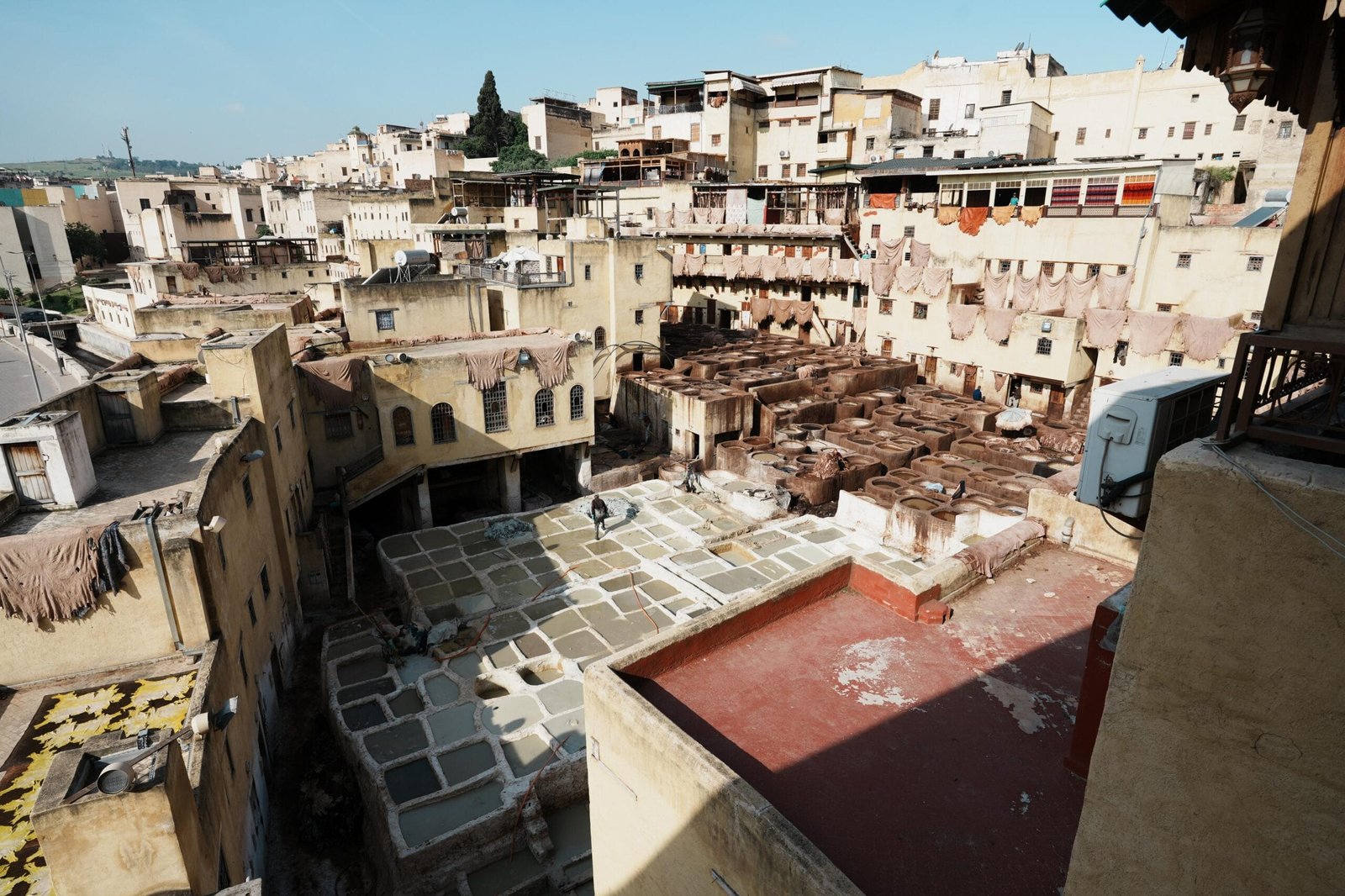 Chouara Tannery in Fes Morocco Panoramic view of Chouara Tannery in Fes Morocco